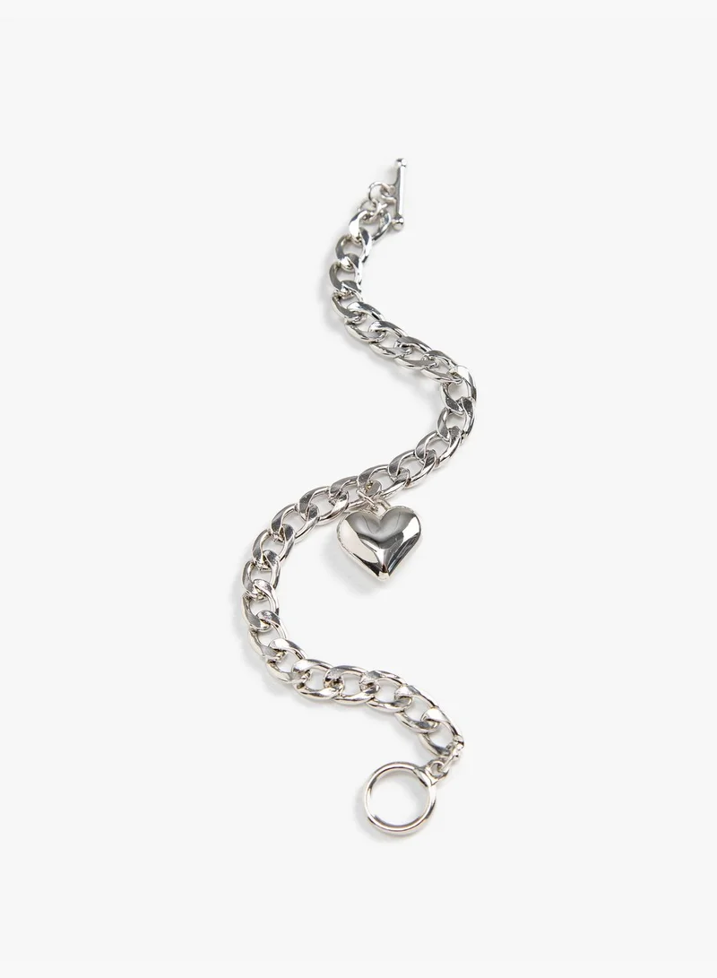 KOTON Heart Charm Chain Bracelet