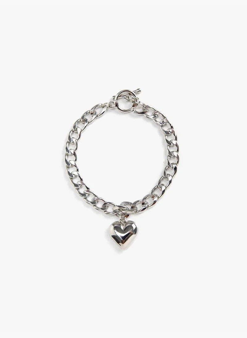 KOTON Heart Charm Chain Bracelet