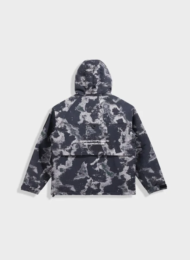 The Indian Garage Co Men Regular Fit Applique Hooded Neck Full Sleeves Bomber Jacket