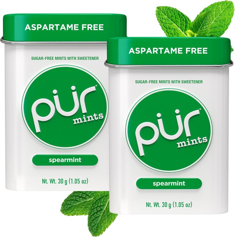 PUR Gum PUR Mints - Aspartame Free Sugar-Free Spearmint Mints, 30 Pieces (Pack of 2) - Vegan, Gluten Free, Keto Friendly - Image 1