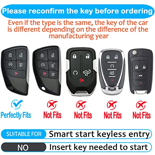 Tukellen Genuine Leather Key Fob Cover Smart Key Holder Sleeve Fit for 2021 2022 GMC Yukon Chevy Chevrolet Suburban Tahoe GM Buick(Black) - Image 2