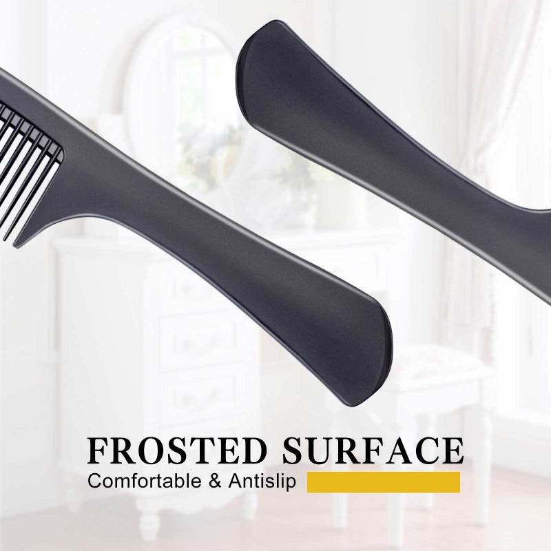 Bealihelp 4 Pieces Combs for Women and Man, Premium Black Carbon Fiber Hair Comb Set for Teasing and Parting, Professional Combs for Hair Stylist, Fine and Wide Tooth Styling Comb for All Hair Types - Image 3