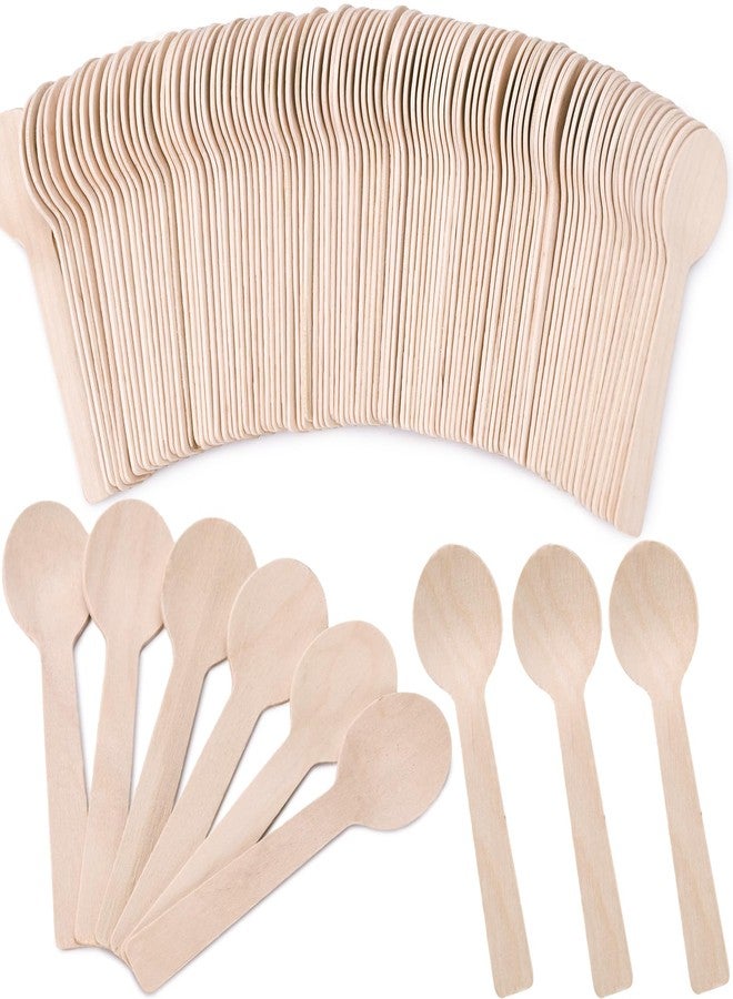 HANSGO Mini Wooden Cutlery Spoons, 6.25inch Small Spoons for Eating Tinny Ice Cream Dessert Tableware for Chocolate Cake Honey Jam Party Favors - Image 1