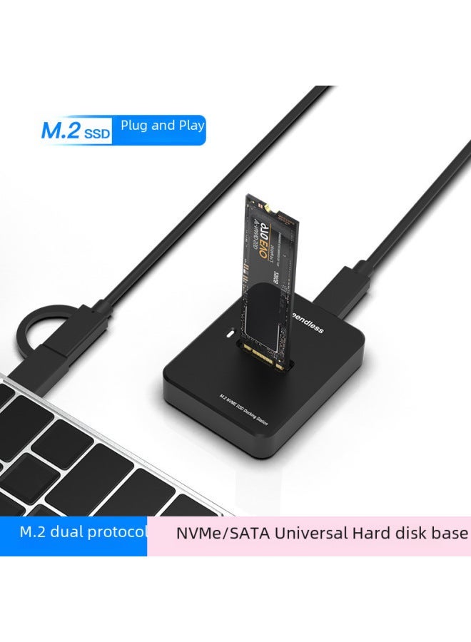 Dual Protocol M.2 NVMe/SATA Mobile SSD Adapter USB 3.1 Notebook External Hard Drive Enclosure High Speed Data Transfer-Color: NVME Two-wire - Image 2