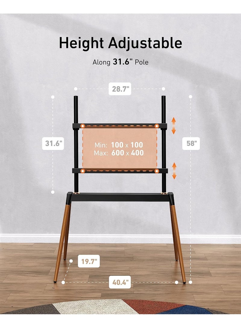 بينغ جنرال رافعة تلفزيون لوحة LCD LED مقاس 55-86 بوصة أو شاشة منحنية ، تصل إلى 132 رطلاً ، رافعة تلفزيون ثلاثية القوائم قابلة للتعديل ، مع 4 أرجل خشبية وحزام - Image 3