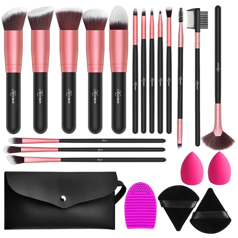MAYCREATE Makeup Brush Set Professional 22PCS with Storage Pouch Brush Sets in Makeup with Ultra Soft Bristles Premium Makeup Brushes Kit with 2 Sponges2 Powder Puff 1 Brush Cleaner - Image 1
