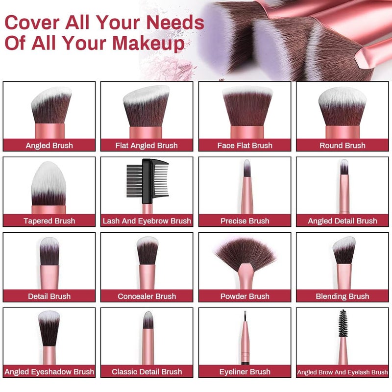 MAYCREATE Makeup Brush Set Professional 22PCS with Storage Pouch Brush Sets in Makeup with Ultra Soft Bristles Premium Makeup Brushes Kit with 2 Sponges2 Powder Puff 1 Brush Cleaner - Image 3