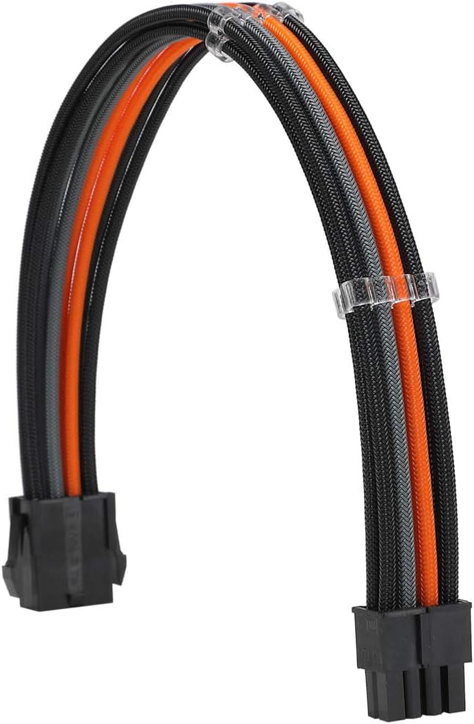 Formulamod Sleeve Extension Power Supply Cable Kit 18AWG ATX 24P+ EPS 8-P+PCI-E8-P with Combs for PSU to Motherboard/GPU Fm-NCK3 (Black Orange Grey) - Image 4