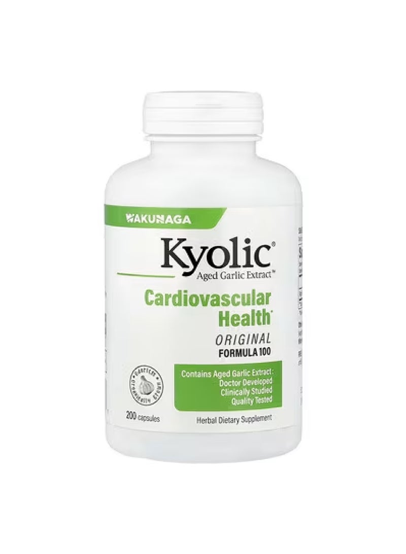 kyolic Aged Garlic Extract™, Cardiovascular Health, Formula 100, 200 Capsules (300 mg per Capsule)