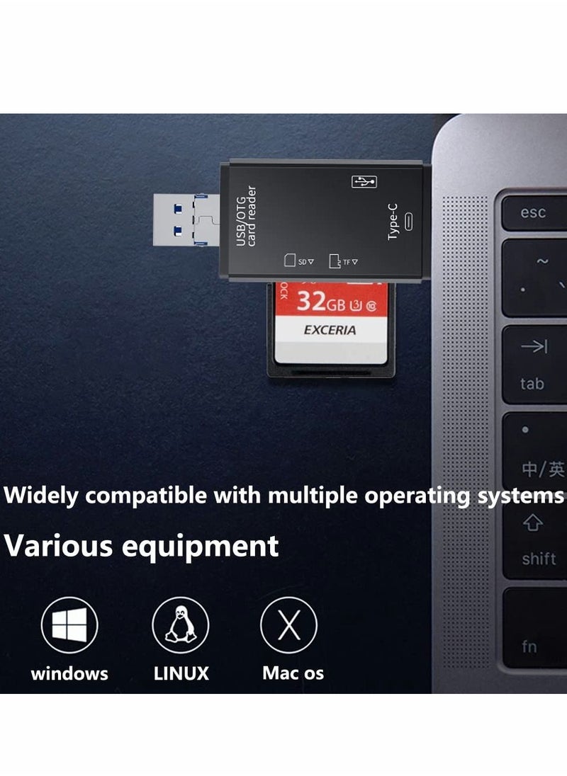 Excefore - SD Card Reader, 6-in-1 USB C/Micro/USB Memory Reader Camera Viewer - Image 1