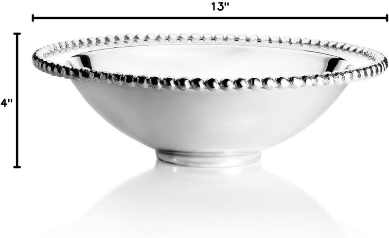 Mariposa Pearled Serving Bowl Silver Large - Image 3