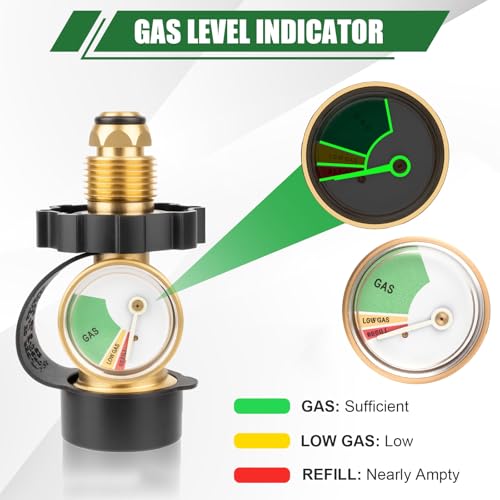 YEYETUO 100 lb Propane Tank Adapter, Propane Tank Gauge with Gauge, Fit POL to QCC1 Propane Tank Adapter, Old to New Connection Type 100lb Propane Tank Gauge - Image 4