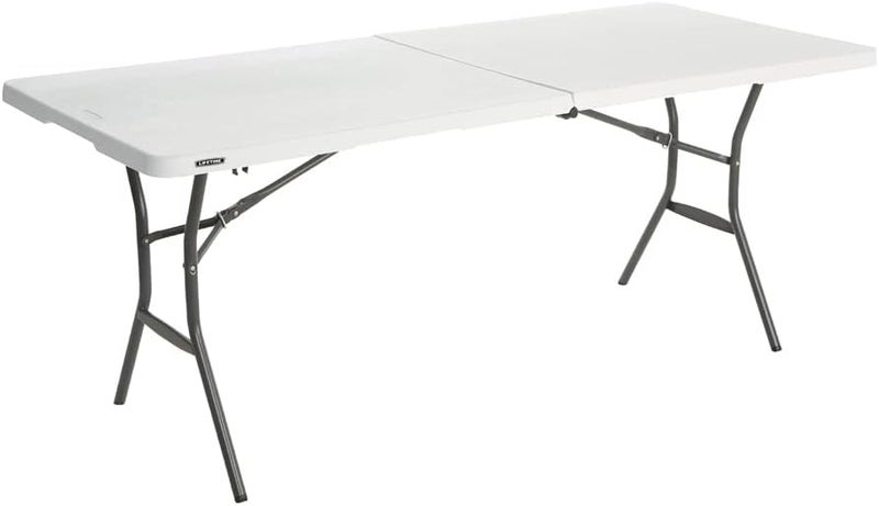 Lifetime 6 ft/1.83 m Essential Fold-in-Half Table, White Granite - Image 1