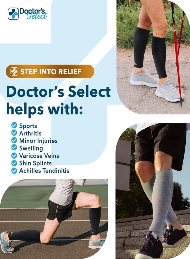 Doctor's Select 2 Pairs Copper Calf Compression Sleeve - Shin Splint Compression Sleeve, Calf Tear, Leg Compression Sleeve, Black and Gray - Image 4