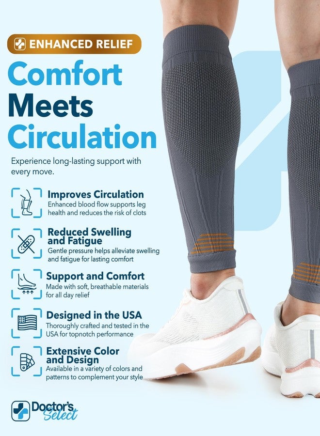 Doctor's Select 2 Pairs Copper Calf Compression Sleeve - Shin Splint Compression Sleeve, Calf Tear, Leg Compression Sleeve, Black and Gray - Image 2