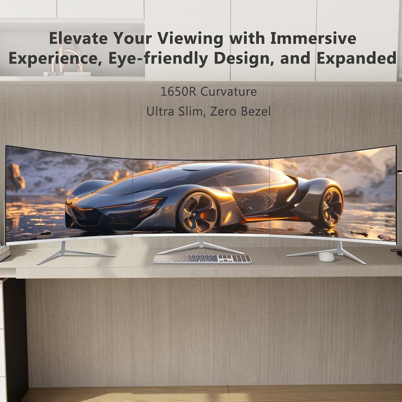 Z Z-Edge شاشة ألعاب منحنية Z-Edge بحجم 24 بوصة، دقة كاملة HD 1080P 1920x1080، إضاءة خلفية LED، مع معدل تحديث 75 هرتز وتقنية العناية بالعين، زاوية رؤية واسعة 178 درجة U24C، مكبرات صوت مدمجة، منافذ VGA+HDMI - Image 4