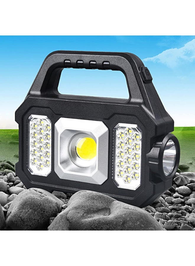 Solar Handheld Flashlight, 6 Modes Rechargeable Multifunction Lights, Super Bright LED Searchlight with USB Cable, Lightweight Waterproof Portable Spotlight for Outdoor Camping Emergencies - Image 1