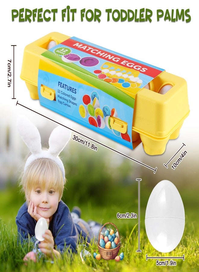 LOOIKOOS Easter Egg Toy for Toddlers 12 pcs Set Color & Shape Recoginition Sorter Puzzle for Easter Travel Bingo Game Early Learning Educational Toys Kids - Image 4