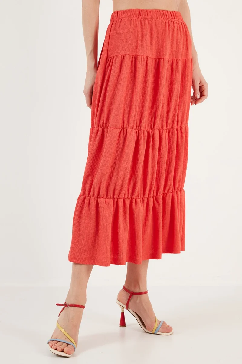 Lela Elastic Waist Layered Long Skirt Women's Skirt 5865568