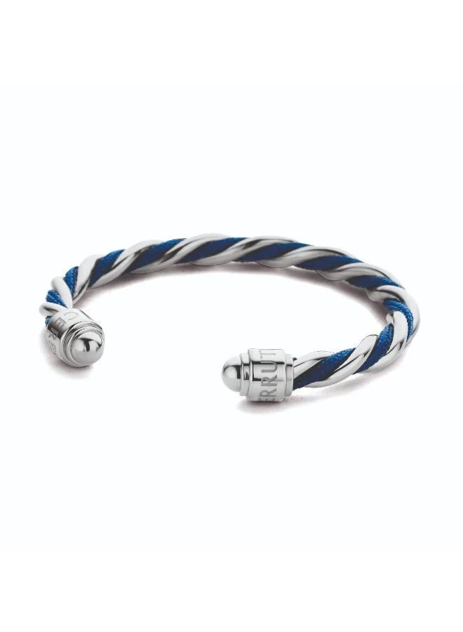 CERRUTI 1881 Giulia Twisted Cable Silver Blue Stainless Steel Bracelet For Women
