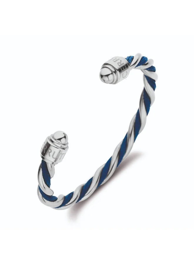 CERRUTI 1881 Giulia Twisted Cable Silver Blue Stainless Steel Bracelet For Women