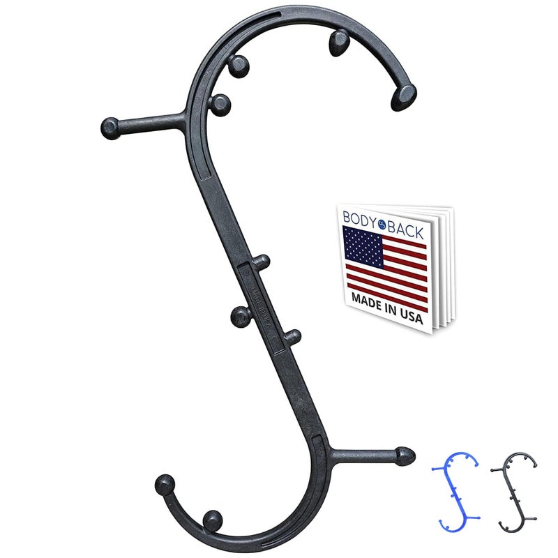 Body Back Buddy Classic USA Made Handheld Massage Cane - Full Body Trigger Point Tool for Deep Tissue Pain Relief - Dual Hooks for Back, Shoulder, Neck - (2.0 Black) - Image 1
