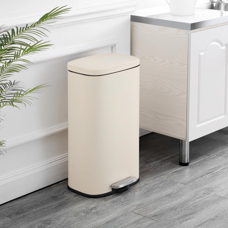 happimess HPM1011I Curtis 8-Gallon Step-Open Trash Can, Fingerprint Resistant, Modern, Minimalistic for Home, Kitchen, Laundry Room, Office, Bedroom, Bathroom, Limestone Beige - Image 2