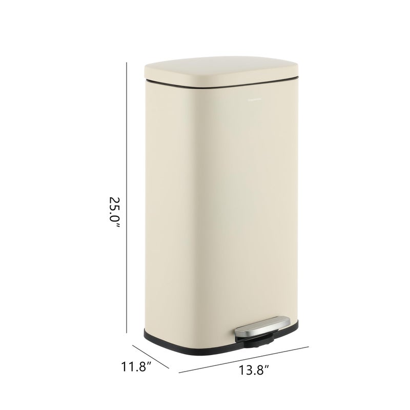 happimess HPM1011I Curtis 8-Gallon Step-Open Trash Can, Fingerprint Resistant, Modern, Minimalistic for Home, Kitchen, Laundry Room, Office, Bedroom, Bathroom, Limestone Beige - Image 4