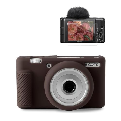 Frevyve Case for Sony ZV-1F, ZV-1 II Vlog Camera Accessories, ZV1F Soft Silicone Protective Case, Slim Fit Sleeve with ZV 1F / ZV-1 II Screen Protector, Lightweight, Anti-Scratch (Brown) - Image 1