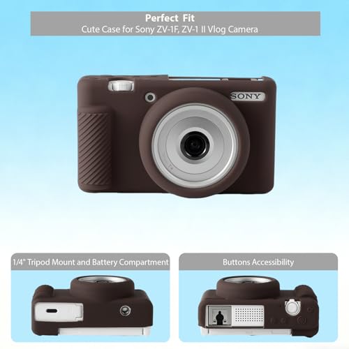 Frevyve Case for Sony ZV-1F, ZV-1 II Vlog Camera Accessories, ZV1F Soft Silicone Protective Case, Slim Fit Sleeve with ZV 1F / ZV-1 II Screen Protector, Lightweight, Anti-Scratch (Brown) - Image 5