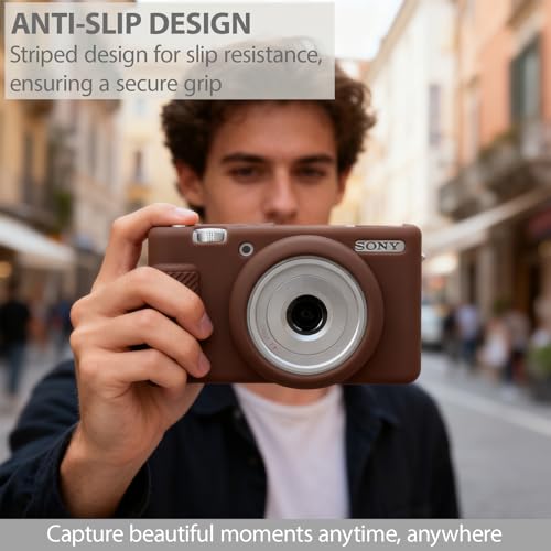 Frevyve Case for Sony ZV-1F, ZV-1 II Vlog Camera Accessories, ZV1F Soft Silicone Protective Case, Slim Fit Sleeve with ZV 1F / ZV-1 II Screen Protector, Lightweight, Anti-Scratch (Brown) - Image 3