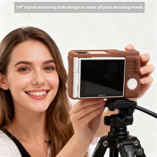 Frevyve Case for Sony ZV-1F, ZV-1 II Vlog Camera Accessories, ZV1F Soft Silicone Protective Case, Slim Fit Sleeve with ZV 1F / ZV-1 II Screen Protector, Lightweight, Anti-Scratch (Brown) - Image 4