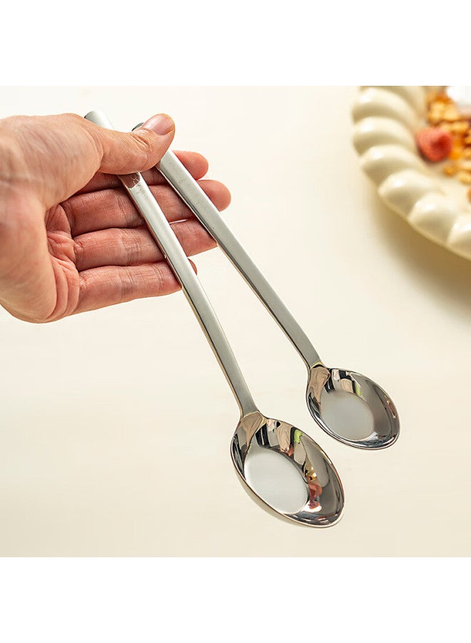 Onlycook Onlycook 304 Stainless Steel Spoon Soup Spoon Children's Tableware Large Soup Spoon Flat Bottom Round Head Spoon Pointed Spoon - Large Size  - Image 2