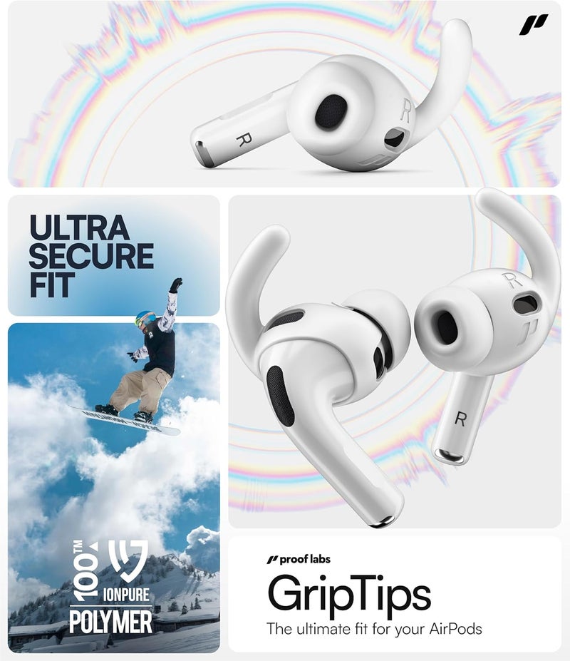 Proof Labs بروف لابس 4 أزواج من أغطية خطافات الأذن لـ AirPods Pro 3 [مع حقيبة تخزين إضافية] إكسسوارات متوافقة مع Apple AirPods Pro الجيل الثالث (أبيض) - Image 4