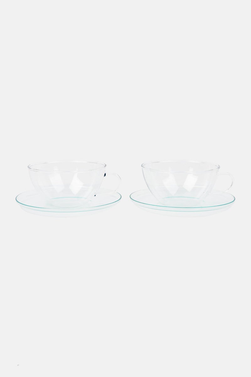 SIMAX 2 Pieces Tea Glass With Saucer 290ml, Transparent - Image 1