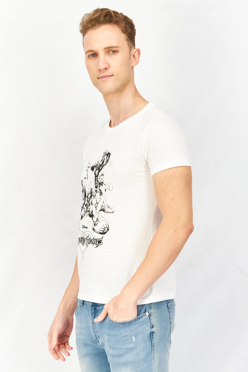 DIFUZED Men Crew Neck Short Sleeve Graphic Print T-Shirt, White - Image 3