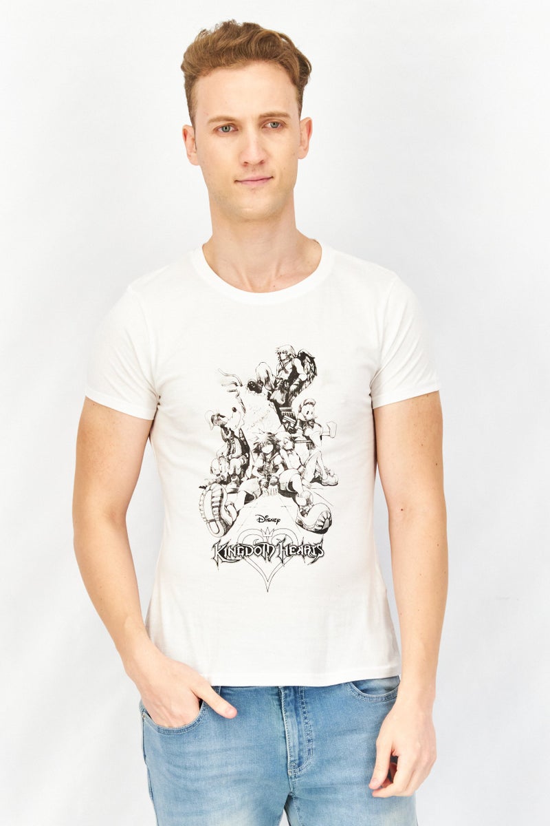 DIFUZED Men Crew Neck Short Sleeve Graphic Print T-Shirt, White - Image 1