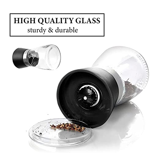VIKROM Manual Refillable Pepper Grinder - 6 Oz Refillable Glass Grinders for Pepper, Salt, and Other Spices, Adjustable Rotor with 5 Settings, Scratch-Resistant Glass, Good for Home & Professional Use - Image 4