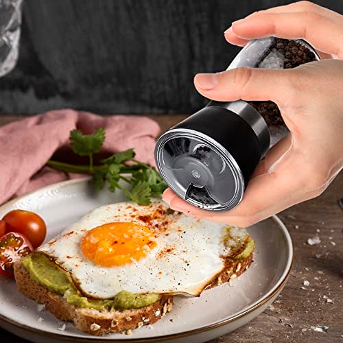 VIKROM Manual Refillable Pepper Grinder - 6 Oz Refillable Glass Grinders for Pepper, Salt, and Other Spices, Adjustable Rotor with 5 Settings, Scratch-Resistant Glass, Good for Home & Professional Use - Image 3