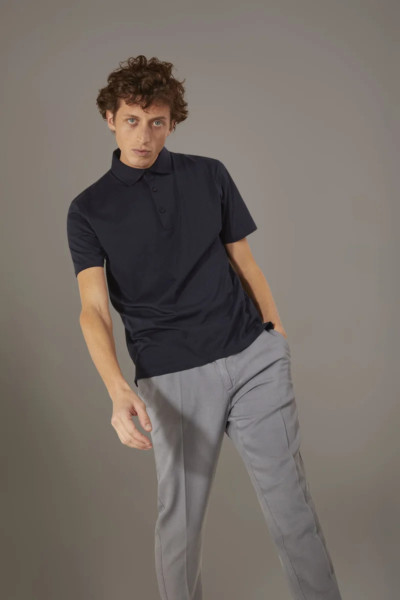 Short sleeves polo 100% pure supima cotton - DK Blue