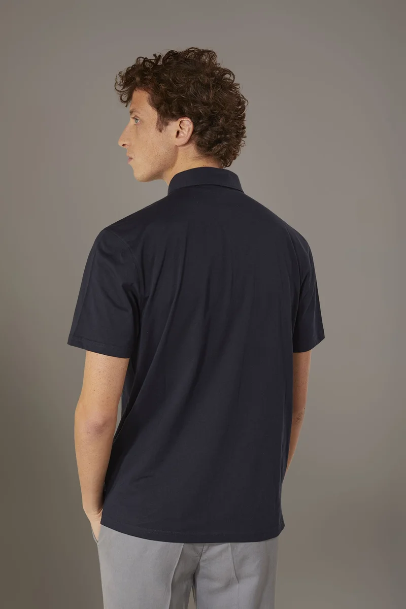 Doppelganger Blue Short sleeves polo 100% pure supima cotton - DK Blue for Men | Best Price UAE