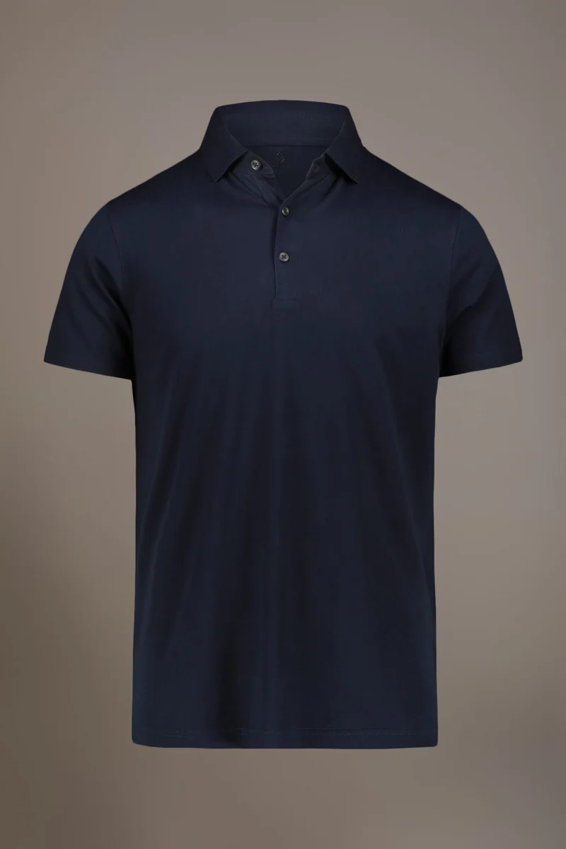 Doppelganger Blue Short sleeves polo 100% pure supima cotton - DK Blue for Men | Best Price UAE