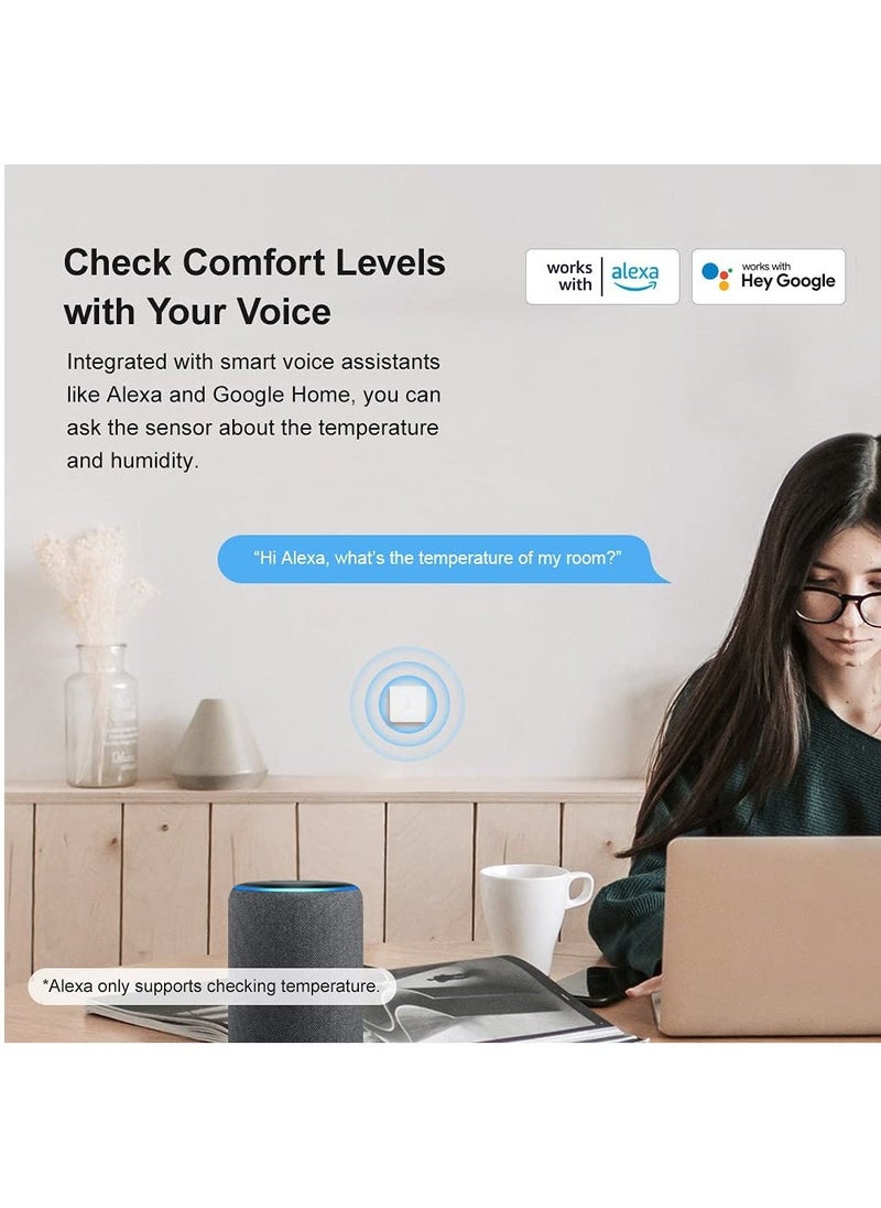 Temperature Humidity Sensor 2 Pack Smart Mini Indoor Temperature and Humidity Sensor for Checking The Room Climate ZigBee Bridge Required Supports Voice Control Compatible with Alexa