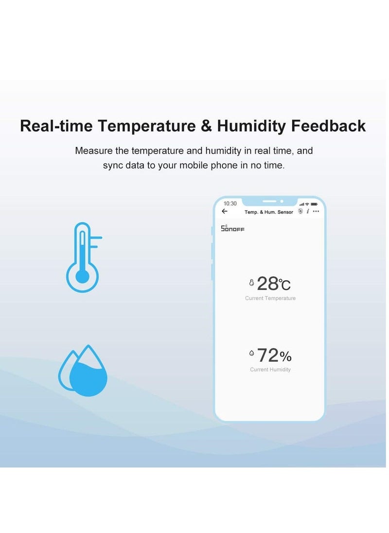 Temperature Humidity Sensor 2 Pack Smart Mini Indoor Temperature and Humidity Sensor for Checking The Room Climate ZigBee Bridge Required Supports Voice Control Compatible with Alexa