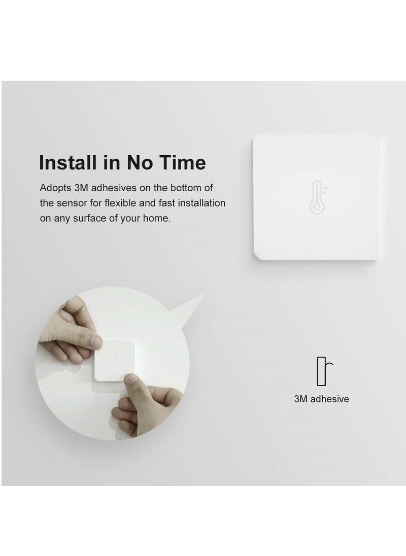 Temperature Humidity Sensor 2 Pack Smart Mini Indoor Temperature and Humidity Sensor for Checking The Room Climate ZigBee Bridge Required Supports Voice Control Compatible with Alexa