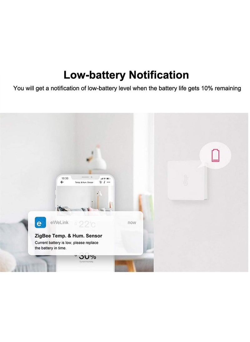 Temperature Humidity Sensor 2 Pack Smart Mini Indoor Temperature and Humidity Sensor for Checking The Room Climate ZigBee Bridge Required Supports Voice Control Compatible with Alexa