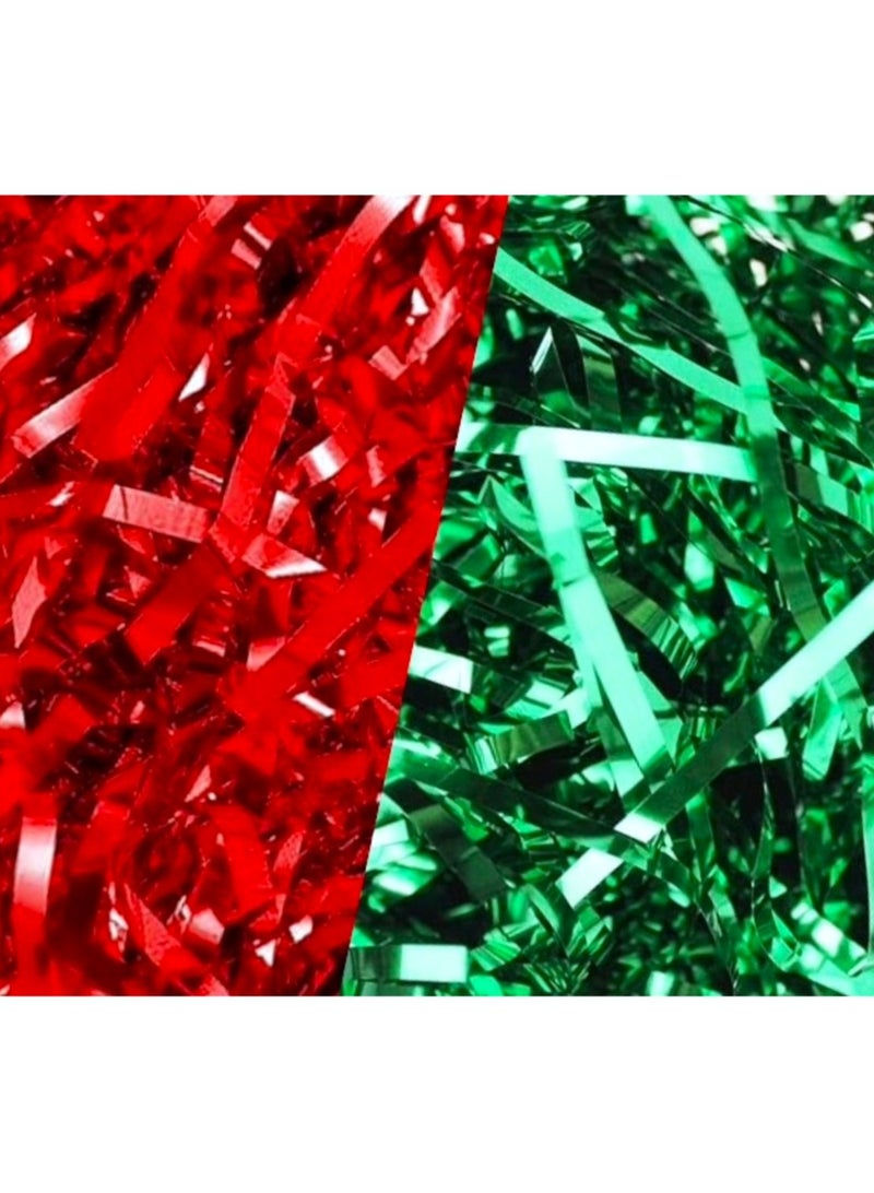 Red And Green Shine Bright Color Shredded Film Crinkle Confetti Raffia Paper Fillings for Gift Wrapping