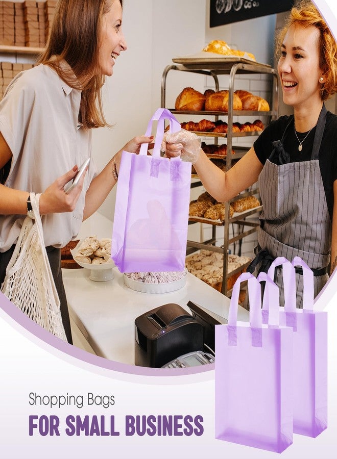 Qilery 100 Pack Frosted Plastic Gift Bags with Handles Small 8"x4"x10" Plastic Shopping Bags for Small Business Boutique Merchandise Bags Bulk for Retail Customers(Light Purple - Image 5