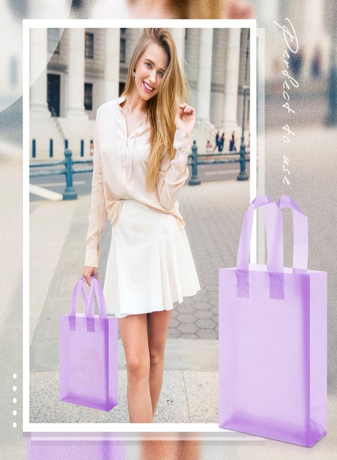 Qilery 100 Pack Frosted Plastic Gift Bags with Handles Small 8"x4"x10" Plastic Shopping Bags for Small Business Boutique Merchandise Bags Bulk for Retail Customers(Light Purple - Image 4