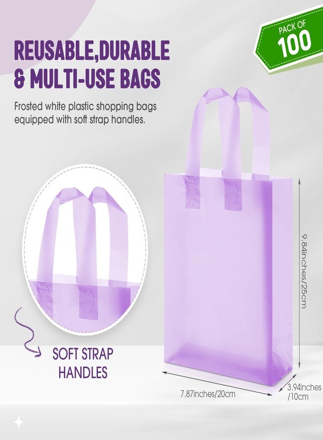 Qilery 100 Pack Frosted Plastic Gift Bags with Handles Small 8"x4"x10" Plastic Shopping Bags for Small Business Boutique Merchandise Bags Bulk for Retail Customers(Light Purple - Image 2